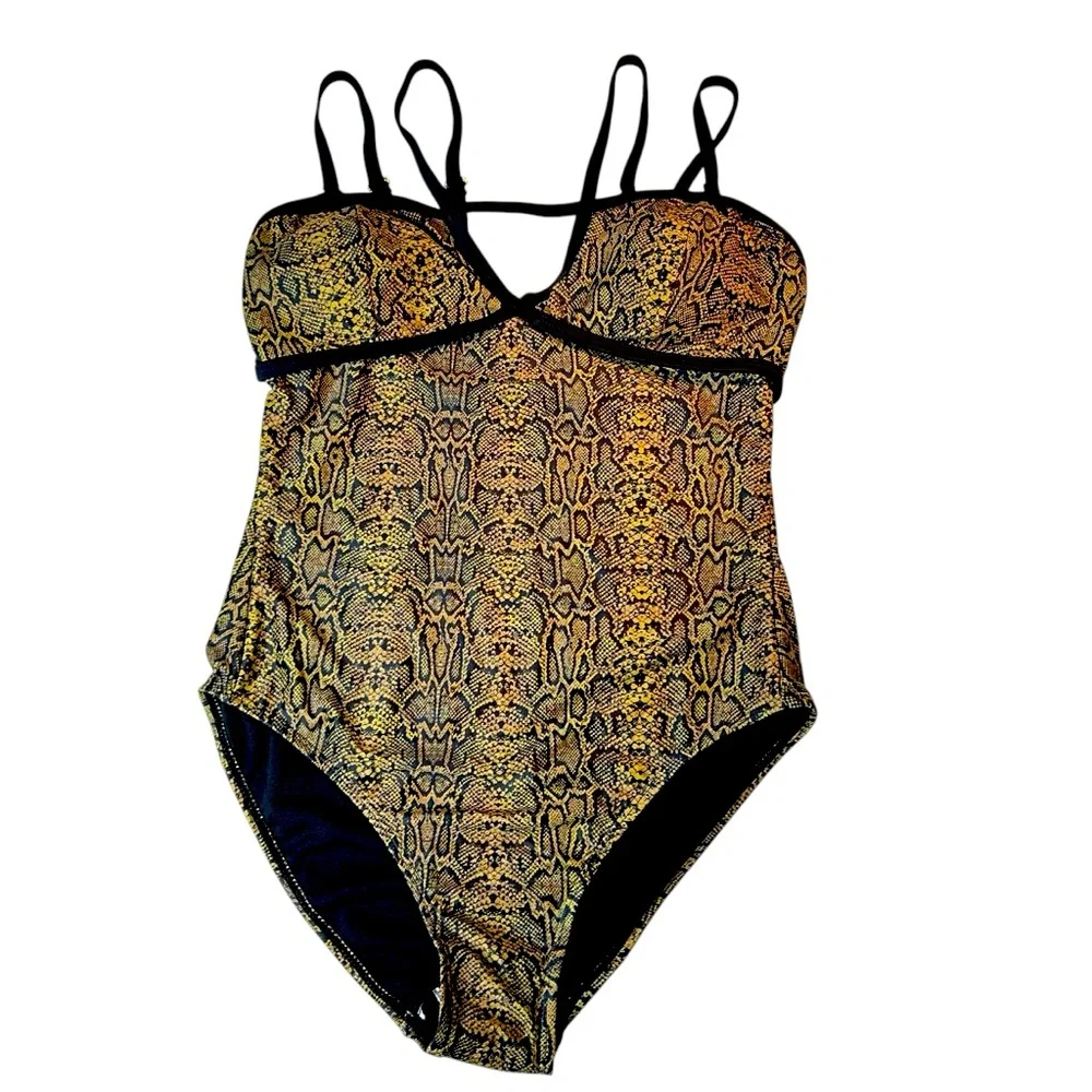NEW Nicole Miller Swimsuit One Piece Snakeskin Print Size Small New Without Tags